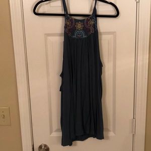 Blue/green high neck tank top